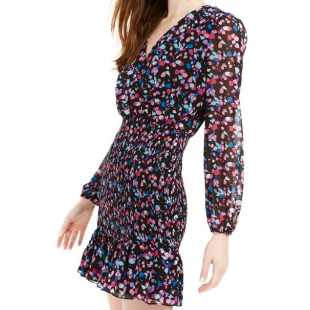 NEW Size M $88 Leyden Kaleidoscope Print Spotted V-Neck Stretch Skirt Dress